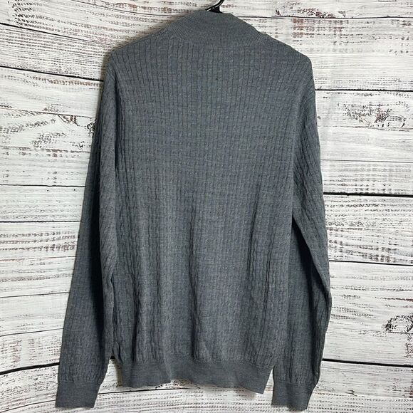 Martinique sweater Mens large Merino cable knit quarter Zip Gray - Picture 5 of 13